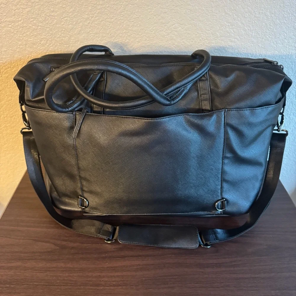 Freshly Picked Classic Diaper Bag Black Vegan Leather Saffiano Travel‎ Tote Mens